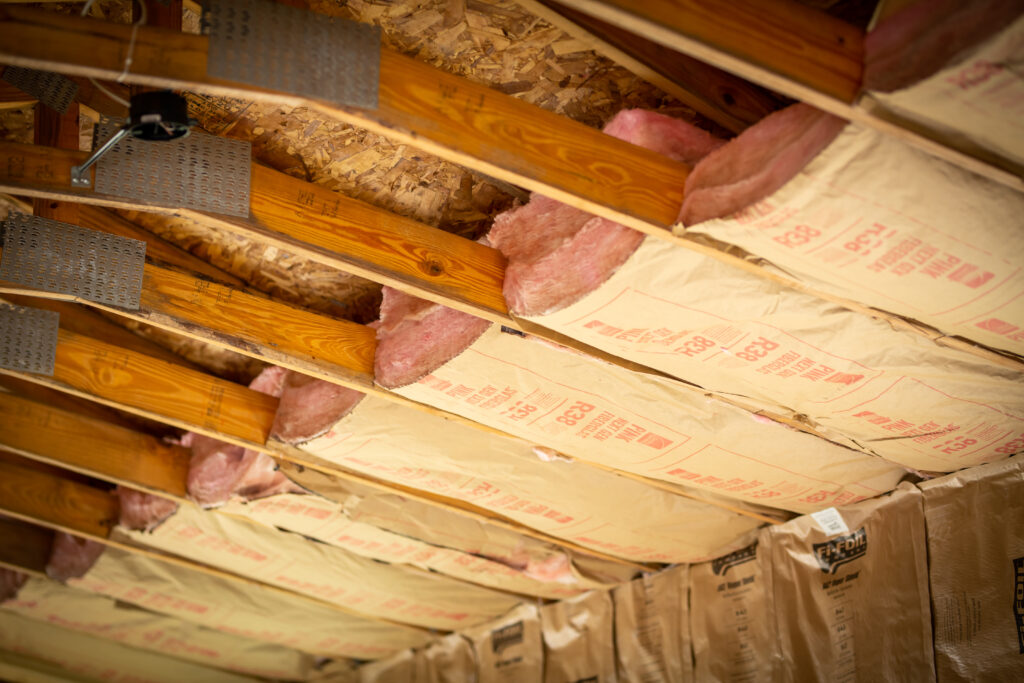 Fiberglass batt insulation in a crawl space